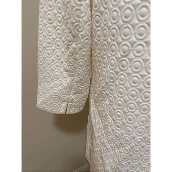 Roz & Ali white quilted look open front long jacket blazer lined Size L - Picture 3 of 6
